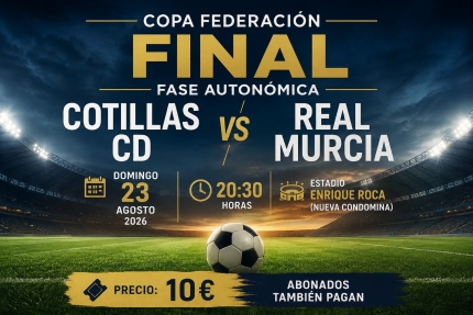 Cotillas CD-Real Murcia, domingo 23 de agosto en Nueva Condomina